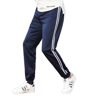 儿童校服裤子一条杠男童女童运动裤束脚深蓝色单杠小学生校裤加绒