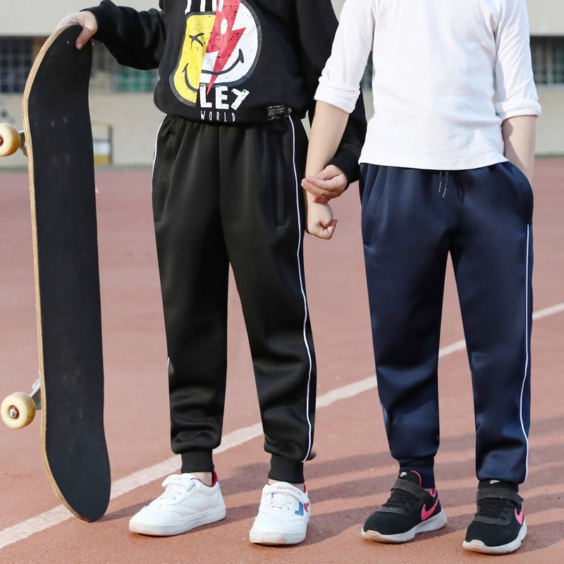 儿童校服裤子一条杠运动裤束脚裤