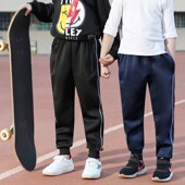 束脚深蓝色单杠小学生校裤 儿童校服裤 子一条杠男童女童运动裤 加绒