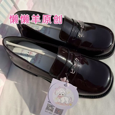 懒懒羊原创正统基础款效供感日系百搭学院风圆头jk高跟樱花小皮鞋