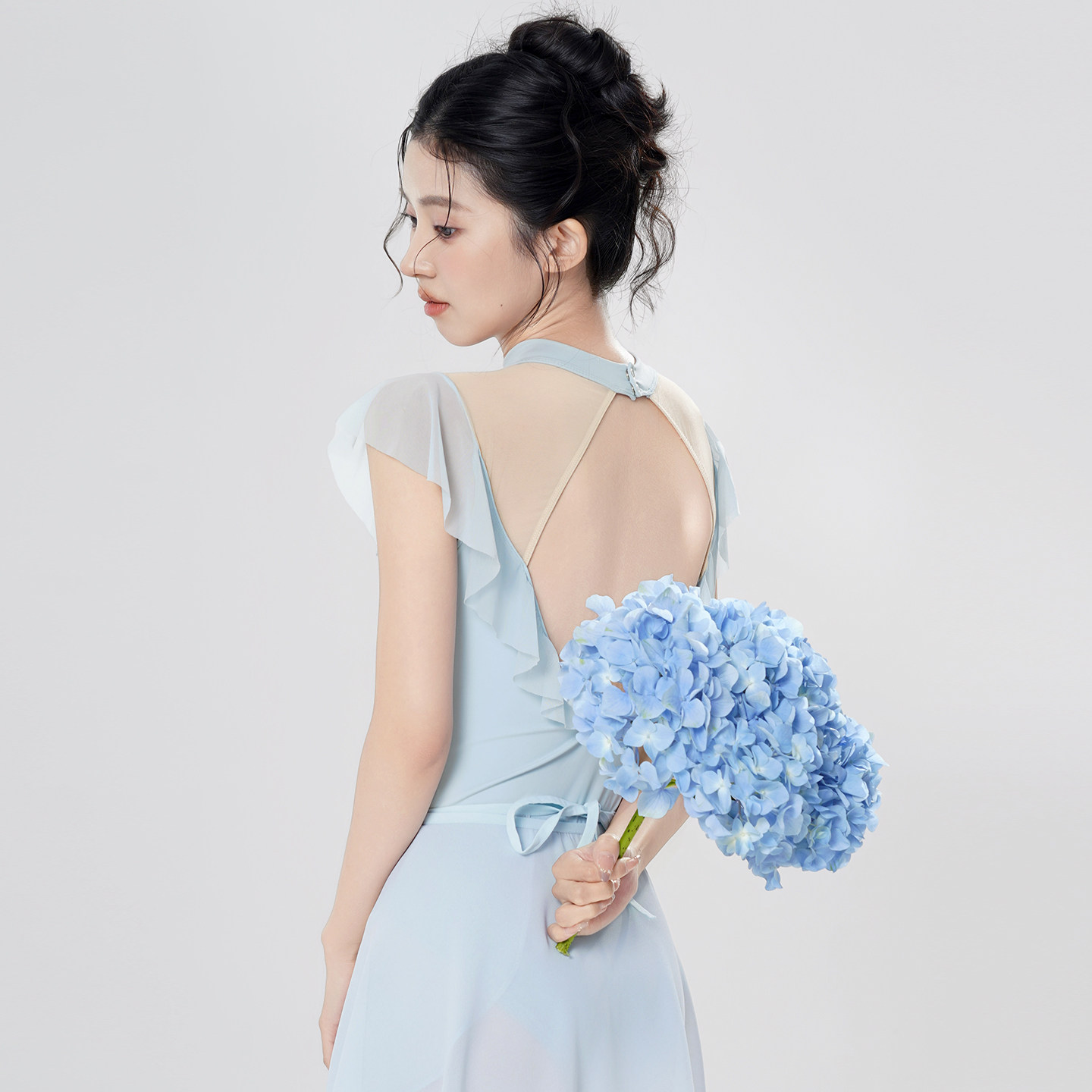 成人舞蹈服新款芭蕾舞练功服短袖体操服女高跨立领露背基训形体服