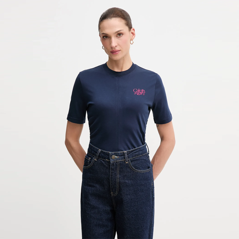 正品Calvin Klein/CK夏季女士休闲修身显瘦纯棉纯色短袖T恤上衣