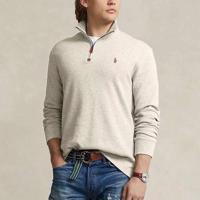 RALPHLAUREN男立领套头针织衫棉