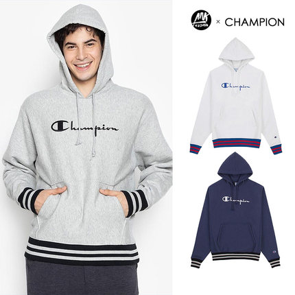 美版Champion冠军长袖卫衣男女同款秋冬加厚加绒套头连帽外套