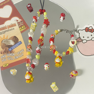 满五送一 原创红黄狗狐狸hellokitty闺蜜礼物串珠手链ccd手机链