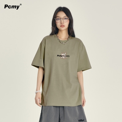 PCMY国潮正肩纯棉短袖T恤情侣装