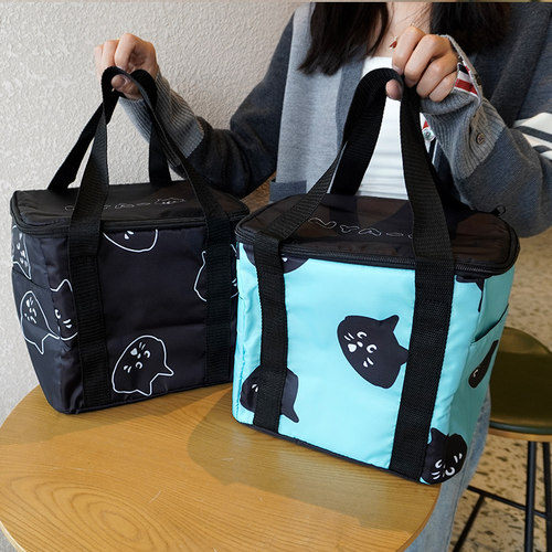 可爱卡通猫咪大容量保温饭盒袋