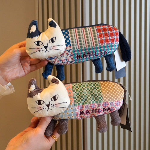 日本出口猫咪立体毛绒多用笔袋