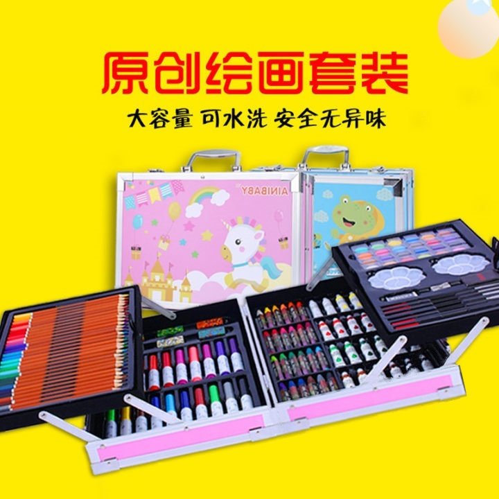 安妮贝比水彩笔涂鸦可水洗套盒儿童水彩画笔套装礼盒小学生彩笔颜色笔幼儿园彩色笔美术24蜡笔绘画套装画画笔