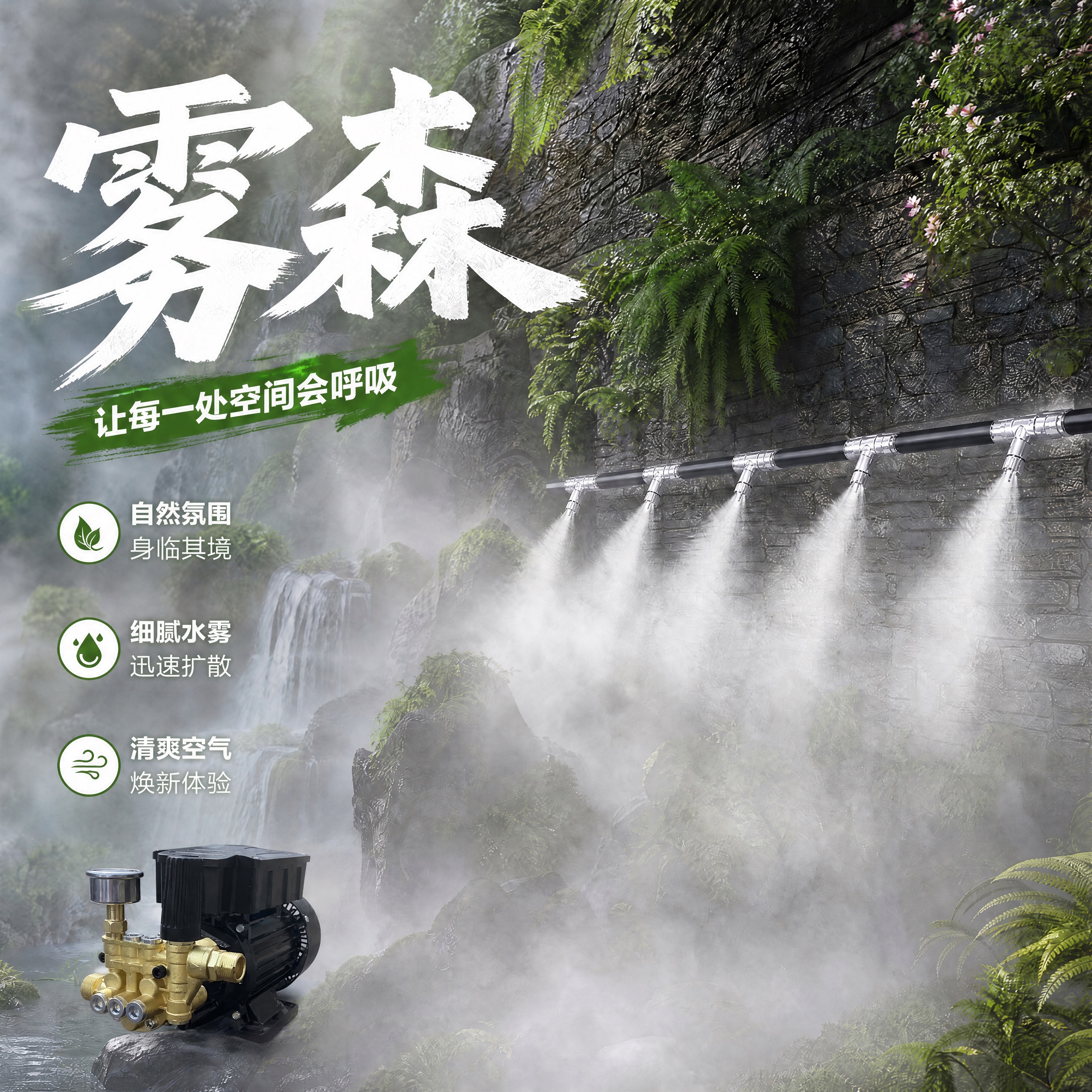 雾森系统喷淋造雾高压冷雾降温
