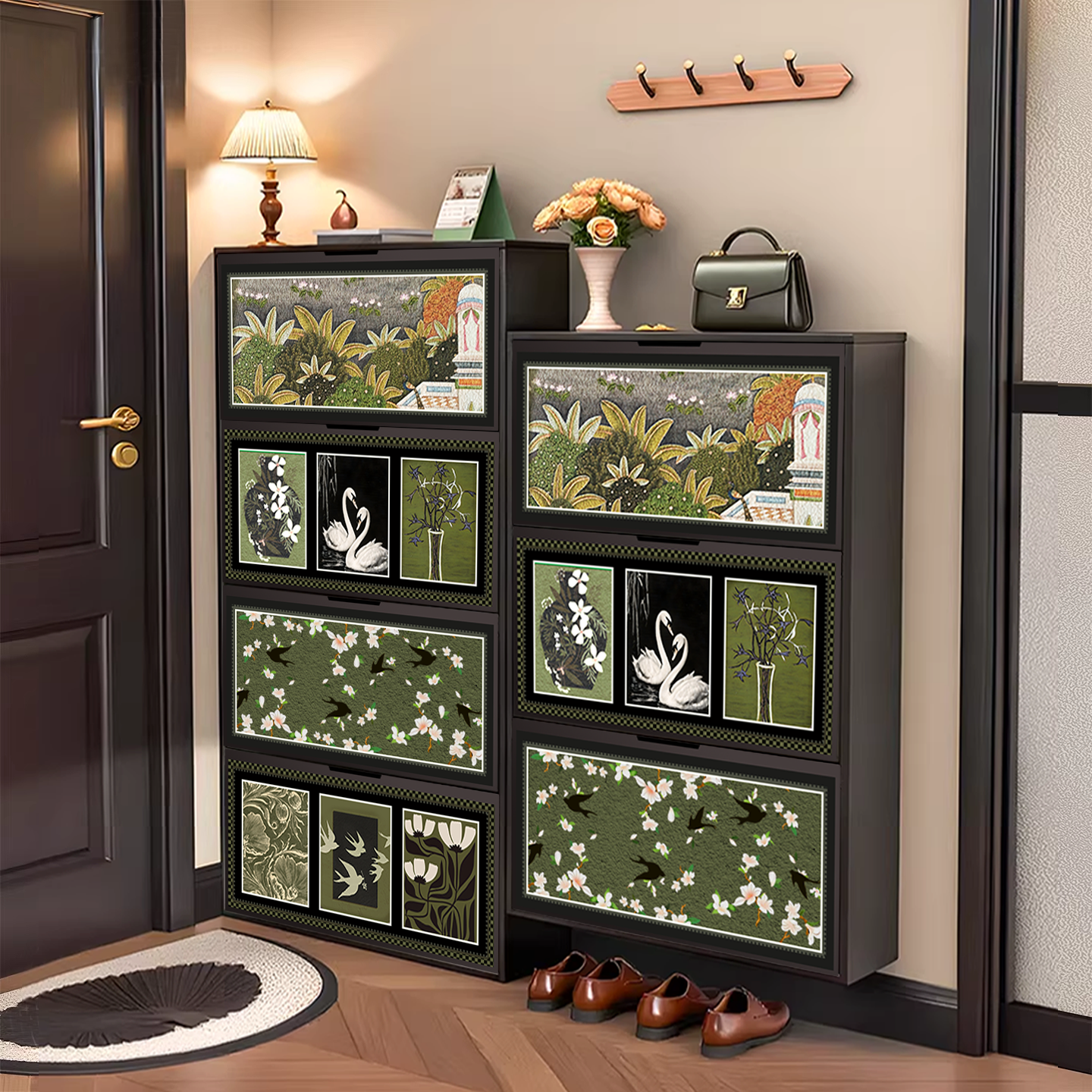 超薄鞋柜家用门口中古风实木收纳柜入户玄关柜大容量一体整装鞋柜,住宅家具,鞋柜,淘宝优惠券,粉丝福利购,淘宝优惠卷