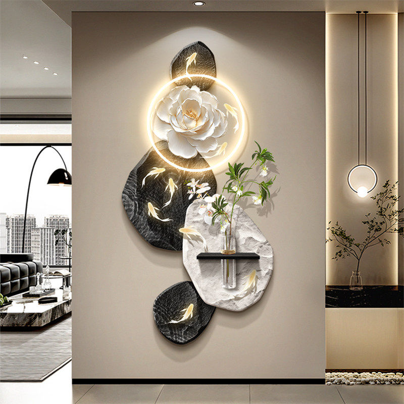 现代轻奢高级感九鱼图玄关装饰画入户正对门壁画石来运转走廊挂画,家居饰品,现代装饰画,淘宝优惠券,粉丝福利购,淘宝优惠卷