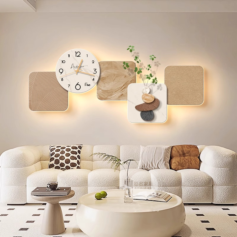 聪名简约客厅装饰画带钟表