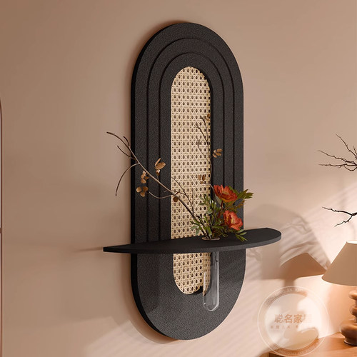 立体砂岩竹编花瓶装饰画绿