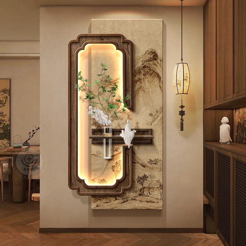 新中式水培绿植玄关装饰画