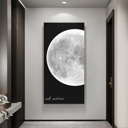 黑白月球玄关装饰画入门走