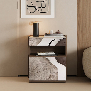 江月暗格床头柜多功能隐藏式防盗柜轻奢高级感卧室床边创意收纳柜