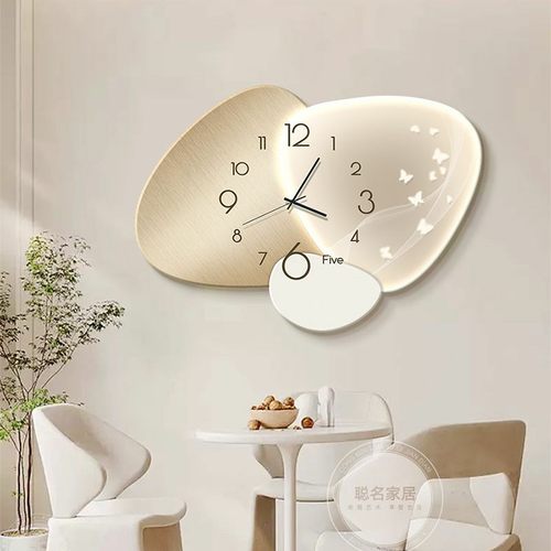 石来运转饭厅钟表挂钟2025新款客厅轻奢高档时钟创意饭厅装饰画