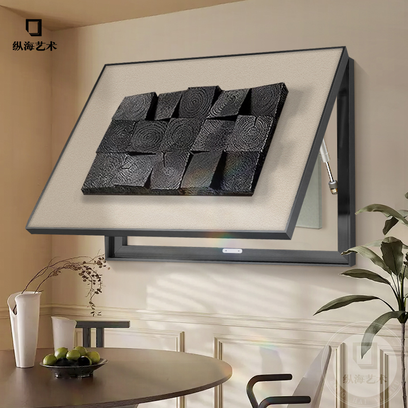 2025新款立体实木电表箱装饰画简约黑白免打孔遮挡配电箱开关挂画