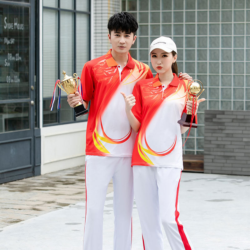 SHORT-SLEEVED TRACKSUITS WOMENS SUMMER HIKING RUNNING AND RUNNING APPAREL SPORTS MEETING APPEARANCE CLOTHES COMPETITION UNIFORMS AND PERFORMANCE TEAM UNIFORMS