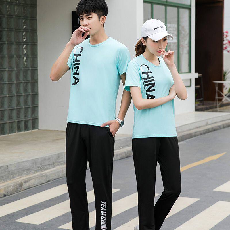 CHINESE TEAM SPORTSWEAR SUITS COUPLES CASUAL RUNNING MENS AND WOMENS SUMMER SHORT SLEEVE T-SHIRTS TROUSERS NATIONAL UNIFORMS COMPETITION CLASS UNIFORMS T
