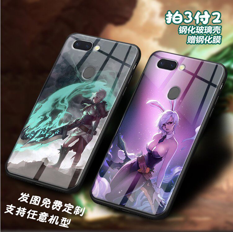 LOL灵魂莲华RIVEN锐雯适用oppor15 reno10x k3玻璃A8 9手机壳a11x