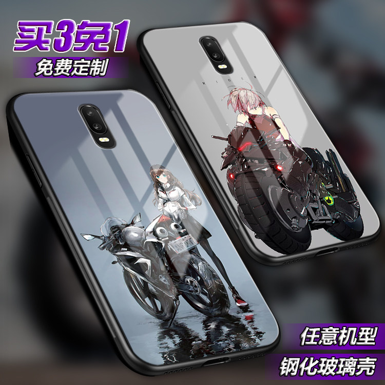 摩托车重机车女动漫适用oppor17pro周边r11 r9splus玻璃a75手机壳
