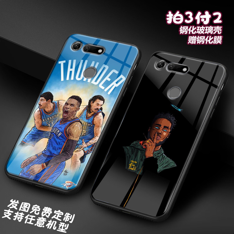 nba威少拉塞尔布鲁克适用荣耀v30 20pro note10 9i玻璃play手机壳