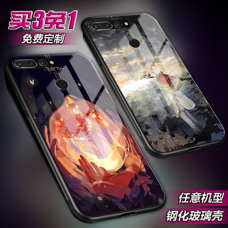 约定的梦幻岛适用荣耀v30诺曼雷20pro note10 9i玻璃play手机壳潮
