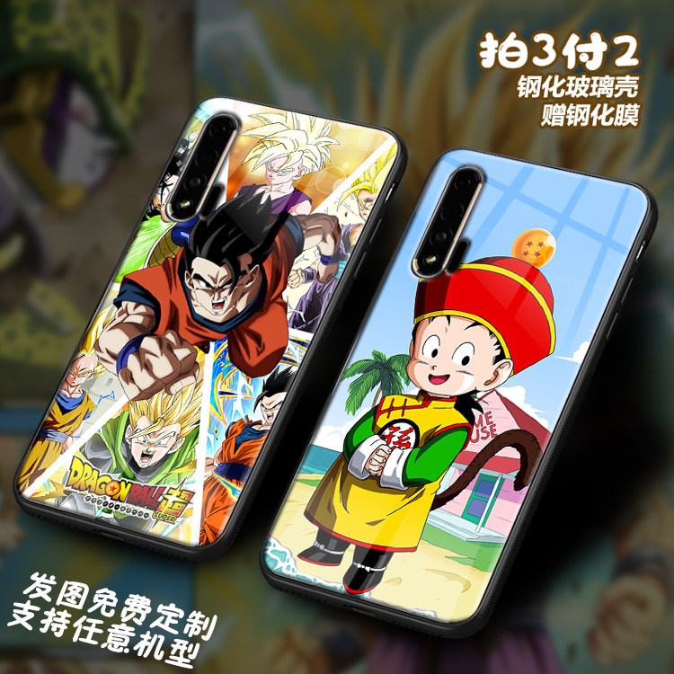 孙悟饭龙珠潮适用华为nova7超级赛亚人6se 5pro 4e玻璃3e手机壳2i