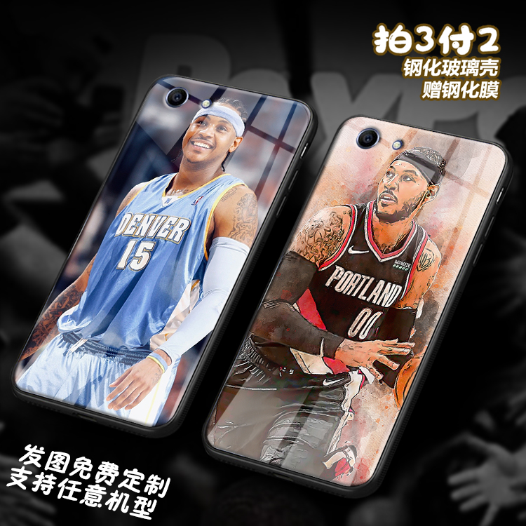 卡梅隆安东尼NBA甜瓜适用oppoa83 realmeX50 a5玻璃FindX2手机壳
