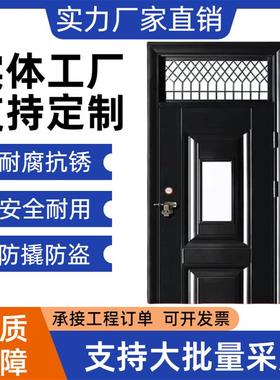 厂家定制学校门专用出租房防盗门带气窗蓝色白色安全门钢质教室