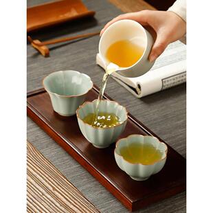 天青汝窑开片品茗杯主人杯陶瓷闻香茶杯茶盏家用个人茶碗功夫茶具