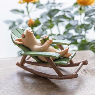 创意解压摇椅摆件桌面可爱青蛙办公装 饰卡通庭院阳台桌面造景礼物