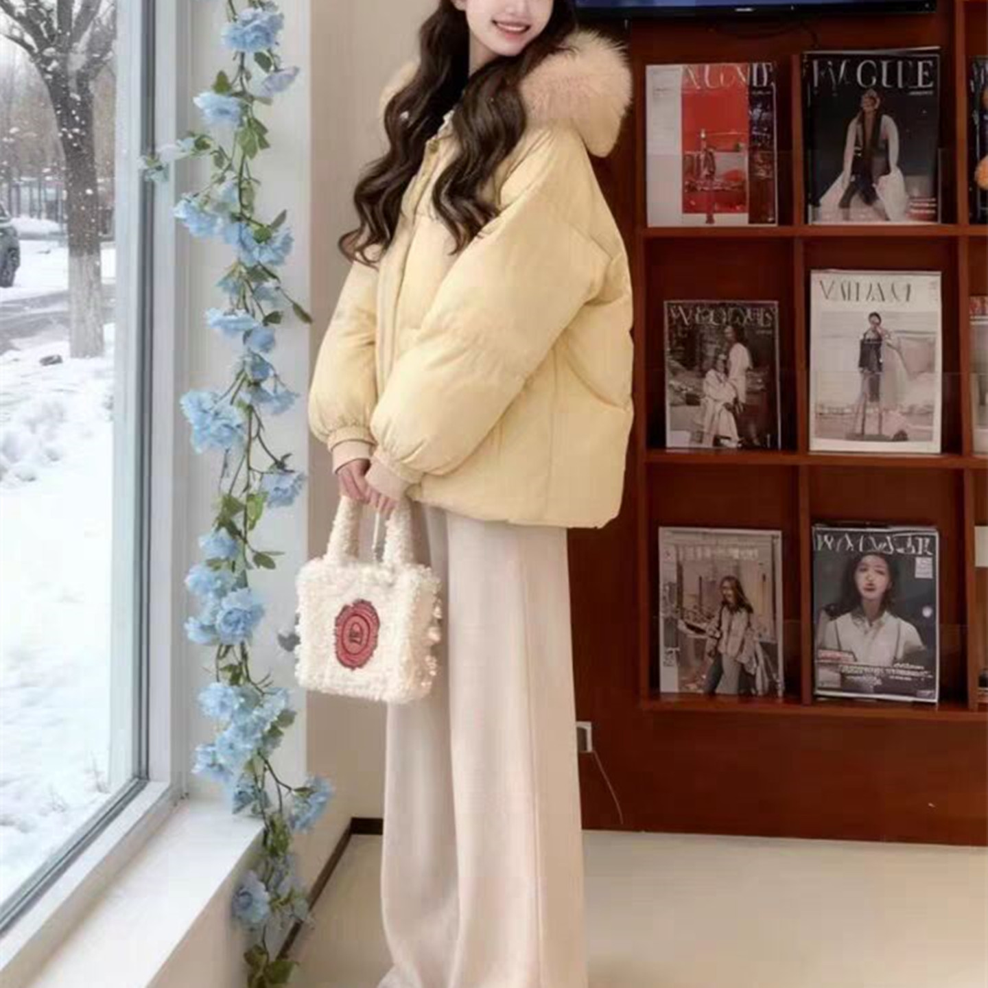 超好看气质小香风棉服短外套裤子