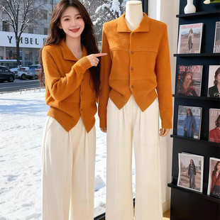 巨好看冬装一整套盐系轻熟御姐气质慵懒风毛衣开衫裤子时尚套装女