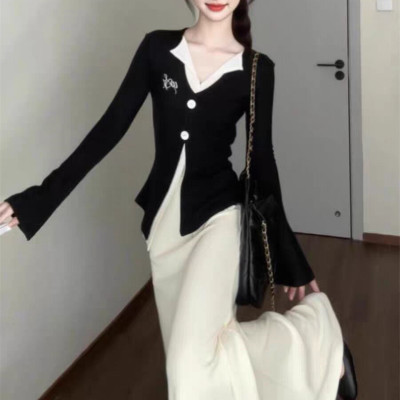 韩系独特假两件上衣超好看连衣裙