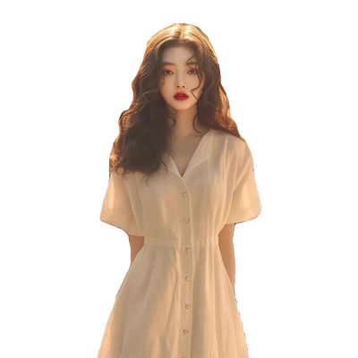 设计感高端精致白色衬衫连衣裙女