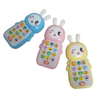 儿童仿真电话机宝宝早教故事玩具新款小兔子音乐手机闪光发声玩具