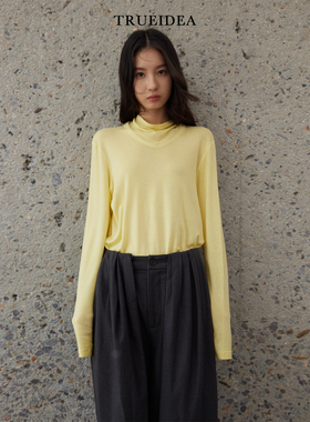 trueidea前后两穿松弛感亲肤打底衫T恤 澳洲美丽诺羊毛