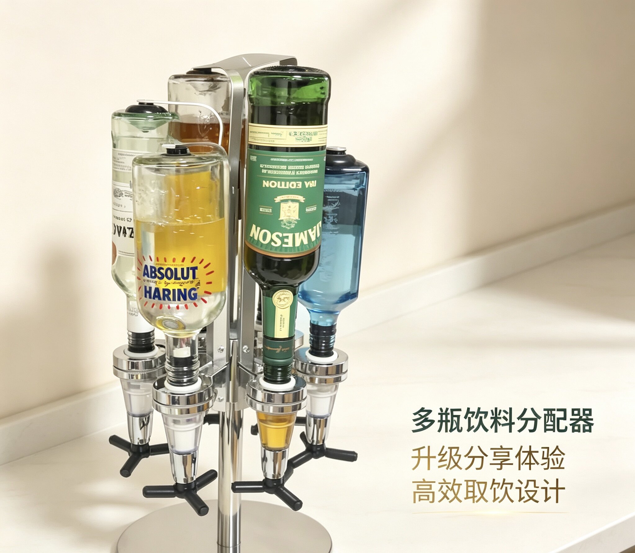 旋转式倒酒架不锈钢创意酒塔 基酒分配器酒吧户外酒具