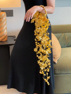 精美diy材料包婚礼手拎花中式送闺蜜金色瀑布手捧花新娘结婚礼物