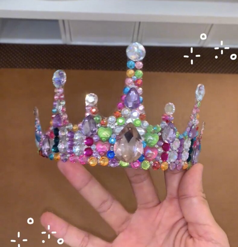 甜美皇冠彩色爱心水晶多巴胺钻石贴装饰diy贴画解压制作材料包
