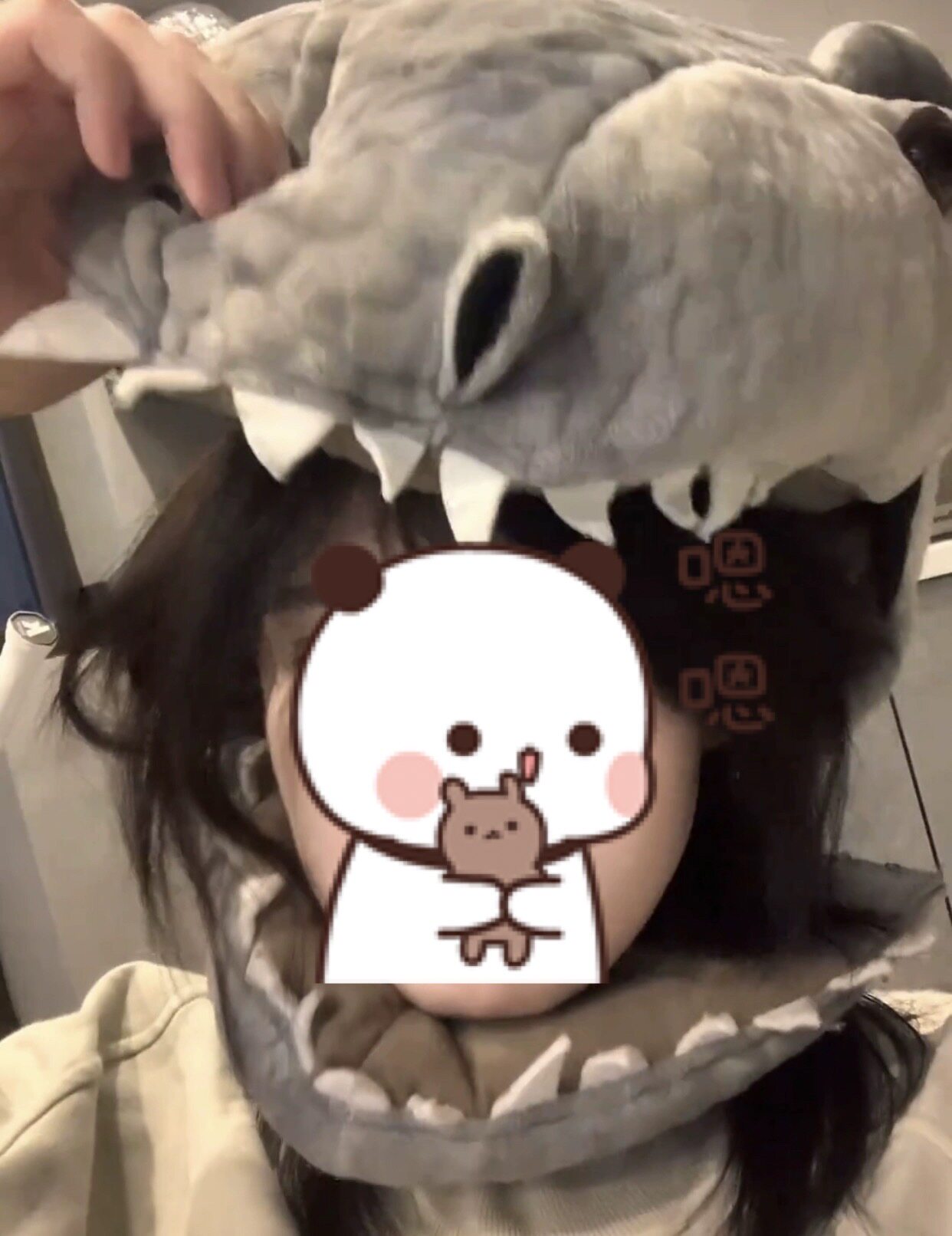 北京环球影城侏罗纪世界恐龙头套帽子霸王龙迅猛龙头饰周边