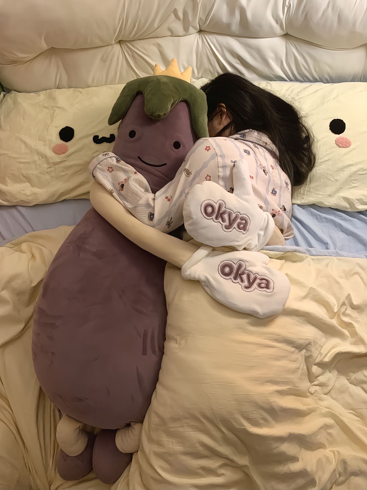紫色茄子哄睡拍打神器新款可爱安抚抱枕儿童女孩专用睡觉可拆洗