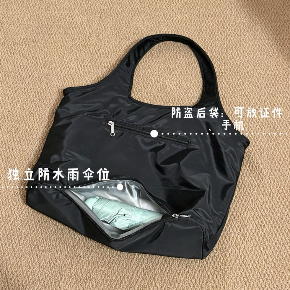 大容量2026旅行包尼龙帆布大包妈咪包新款单肩包时尚黑色手提布包