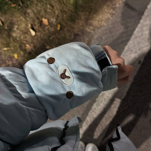 轻松小熊袖套学生防脏迷你可爱蓝色袖套卡通办公室羽绒服袖口防污