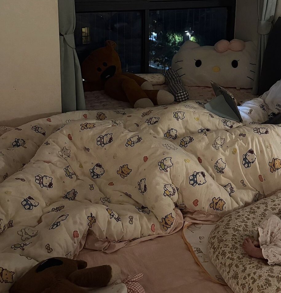 呆萌卡通猫咪A类亲肤云感纱床上四件套被套床单学生宿舍三件套