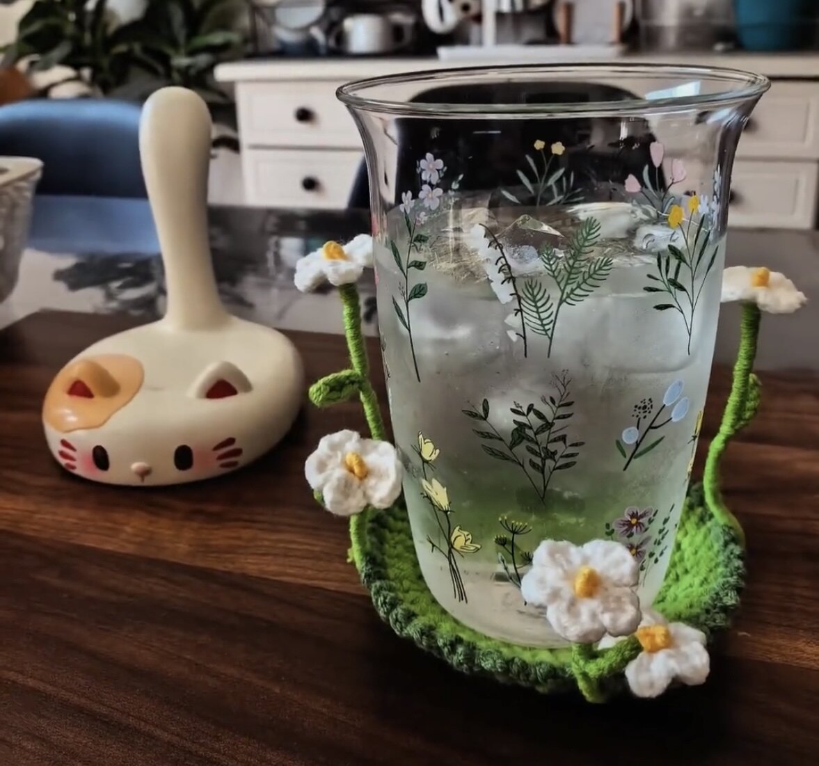 手工编织diy材料包自制毛线钩针编织小清新玻璃杯随手杯