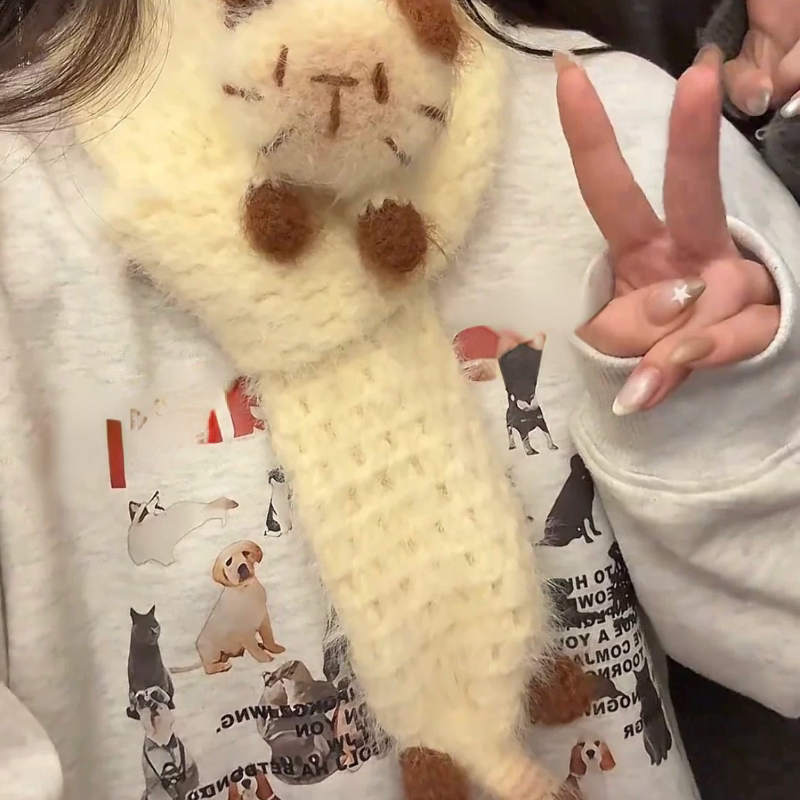 暹罗猫围巾材料包成品雪花纱手工diy编织帽子钩织围巾粗毛线团